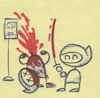 the comic panel with ninja on the left and ninja on the right