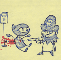 the comic panel with ninja on the left and pirate on the right