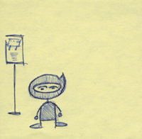 the comic panel with ninja on the left and blank on the right