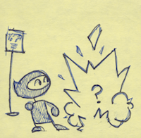 the comic panel with ninja on the left and change on the right