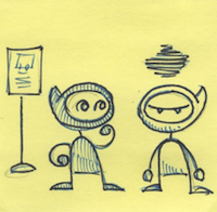 the comic panel with ninja on the left and ninja on the right