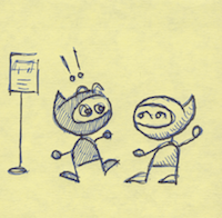the comic panel with ninja on the left and ninja on the right