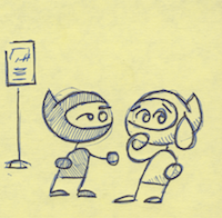 the comic panel with ninja on the left and ninja on the right