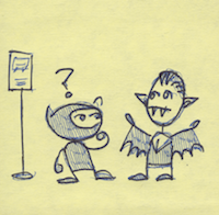 the comic panel with ninja on the left and vampire on the right